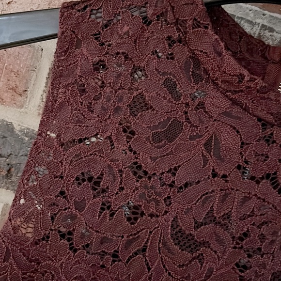 GARAGE Lace Burgundy Zipper Back Romper - Picture 10 of 13